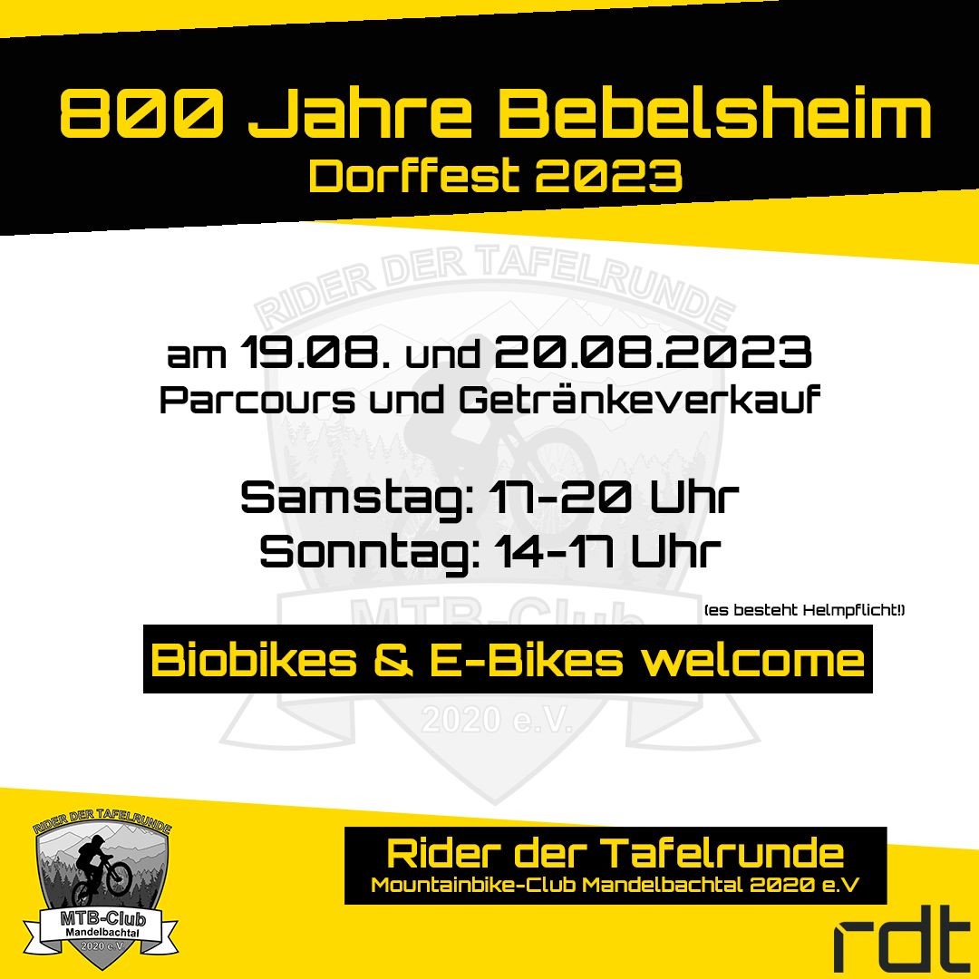 Save the date – Die Rider beim 800 Jahre Bebelsheim Dorffest am 19./20.08.2023